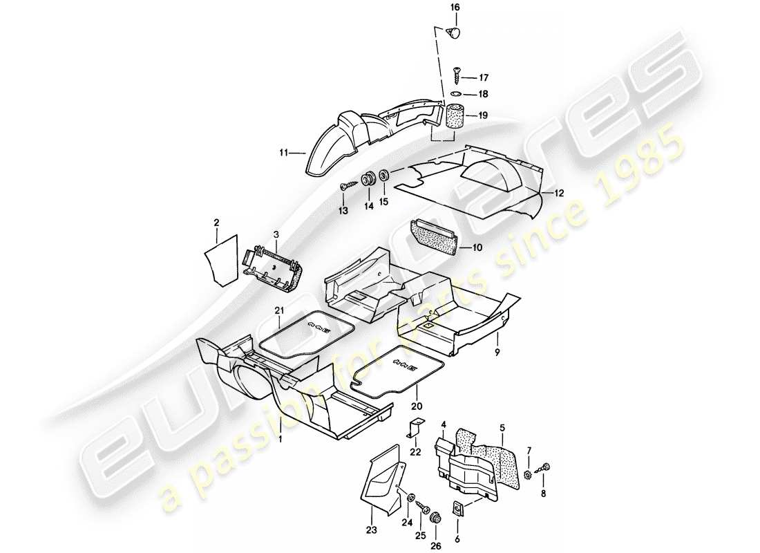 porsche 944 (1984) trims parts diagram