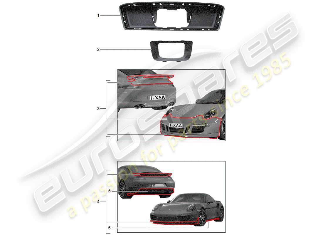 porsche tequipment 98x/99x (2016) aerokit part diagram