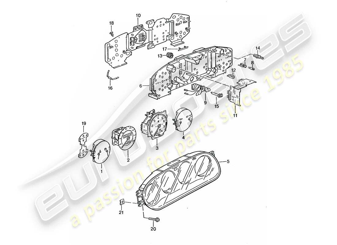 porsche 968 (1994) instrument cluster part diagram