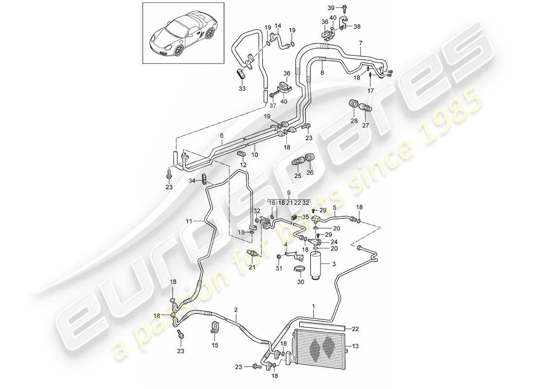 porsche boxster 987 (2009) refrigerant circuit parts diagram