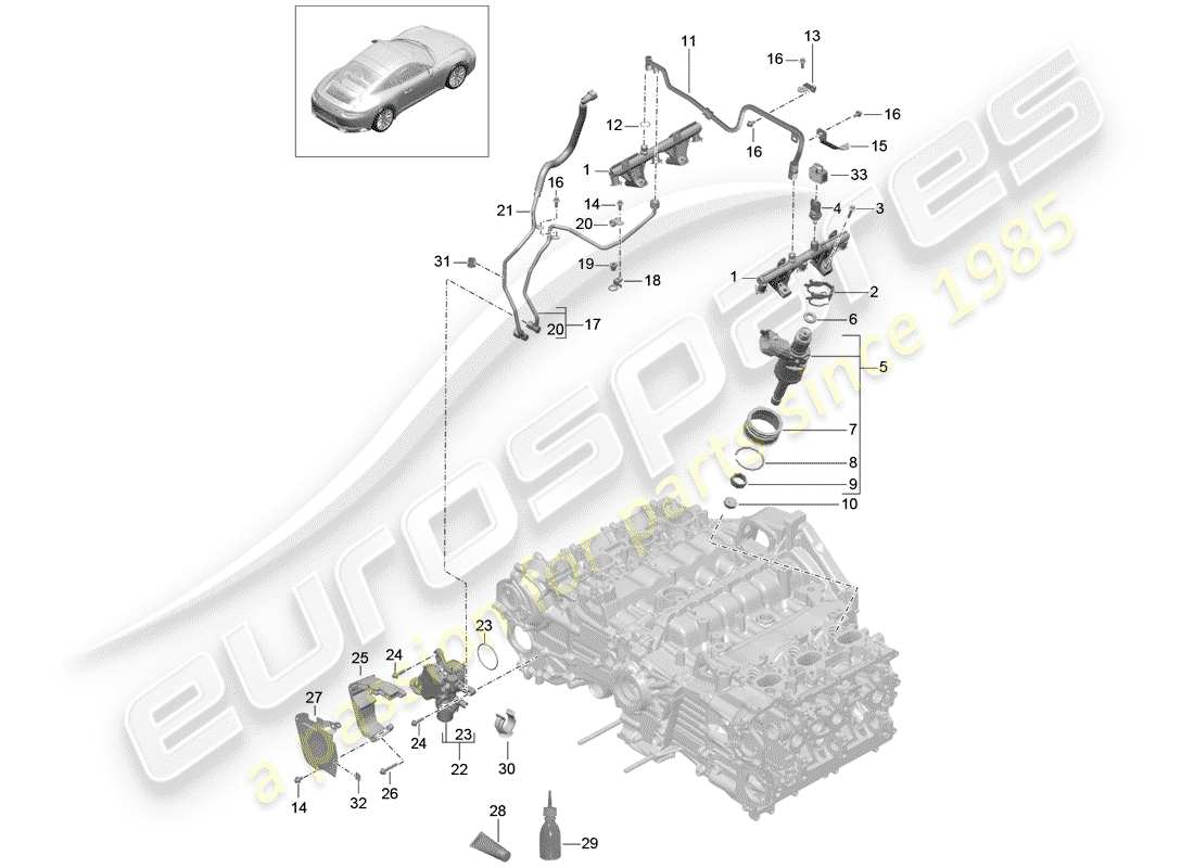 porsche 991 turbo (2014) fuel collection pipe parts diagram
