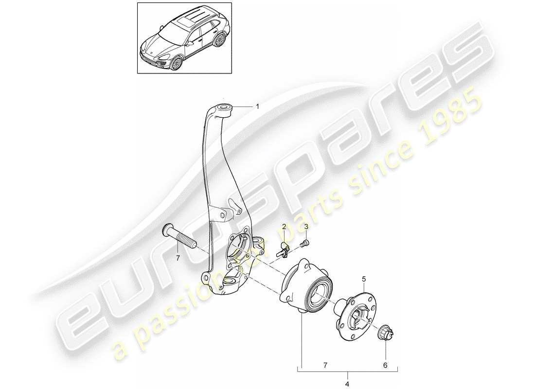 porsche cayenne e2 (2012) pivot bearing part diagram