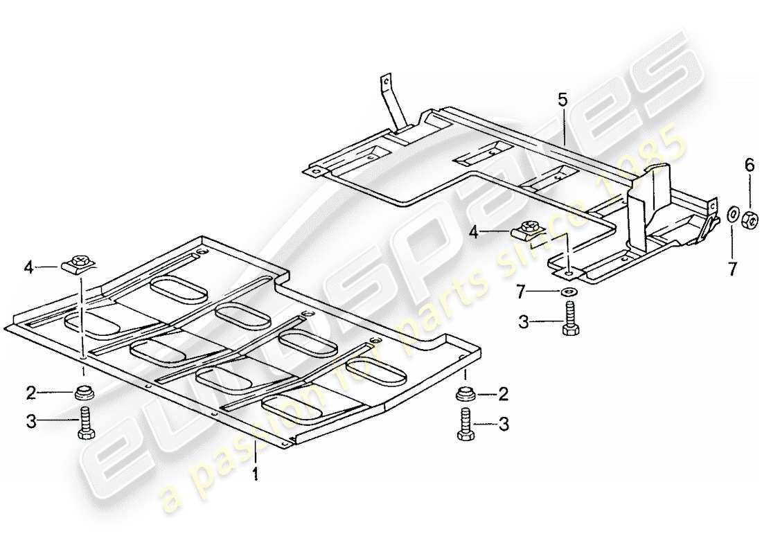 porsche 944 (1991) underside protection parts diagram