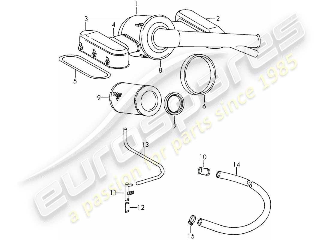 porsche 911/912 (1967) air cleaner system - for - - solex 40 pi-1 - - carburetor - d >> - mj 1968 part diagram