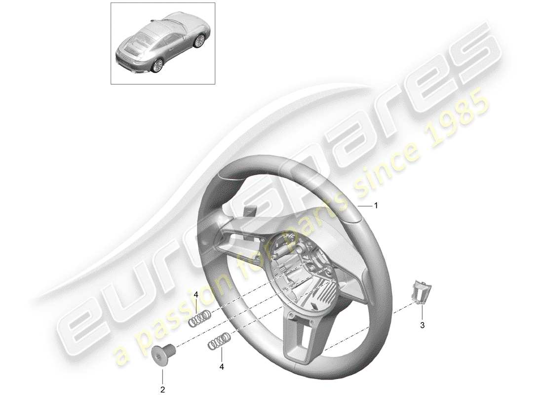 porsche 991 gen. 2 (2018) steering wheel part diagram