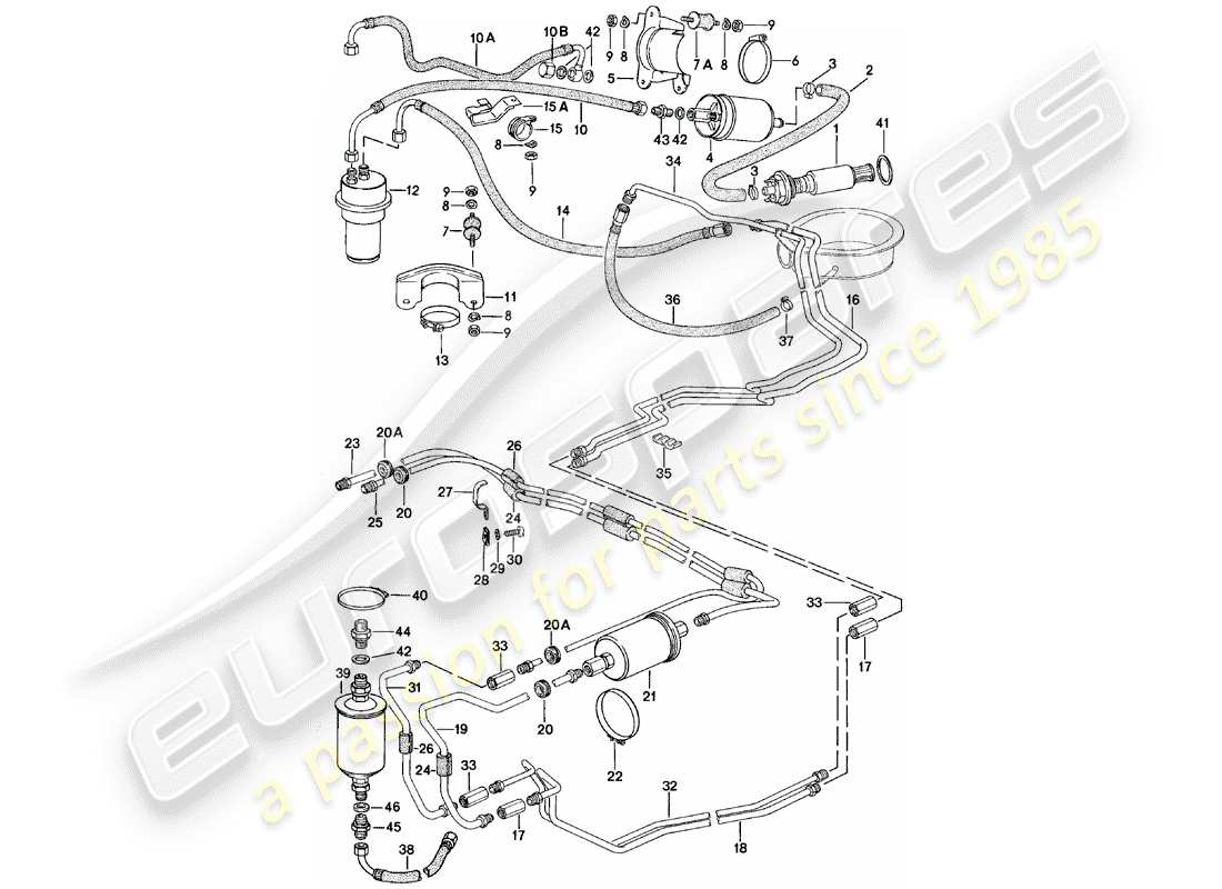 porsche 924 (1980) fuel system part diagram