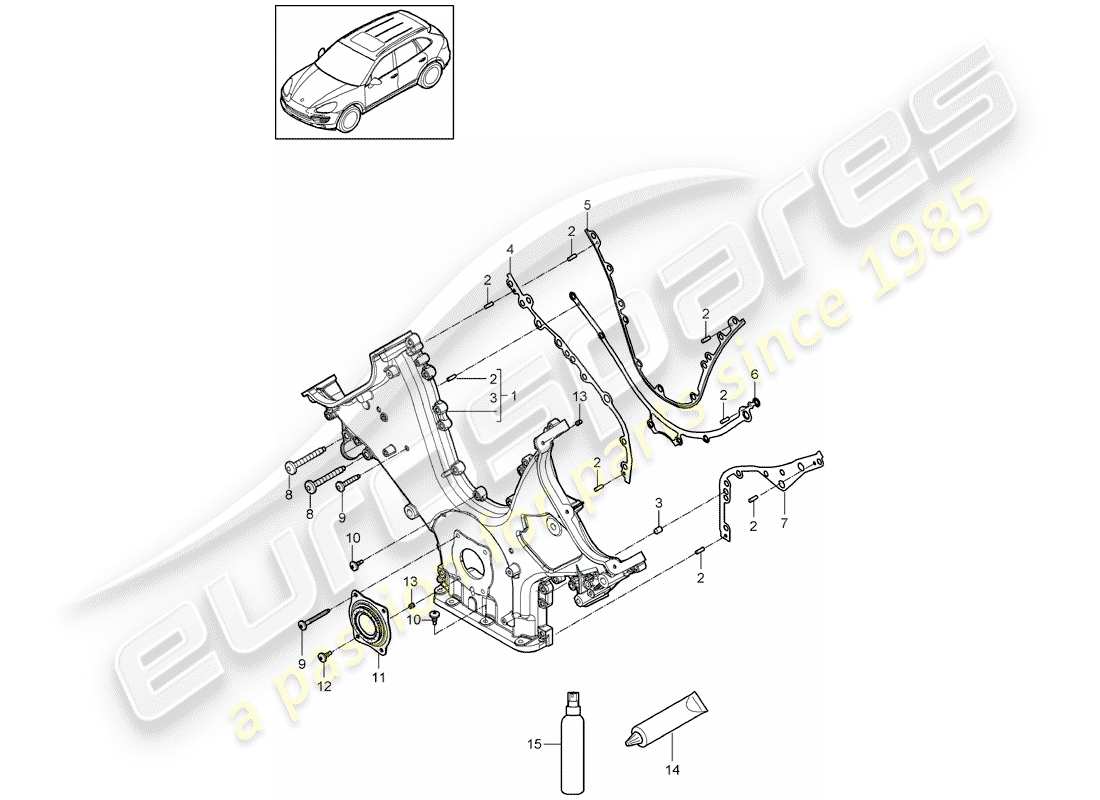 porsche cayenne e2 (2012) cover for timing chain parts diagram