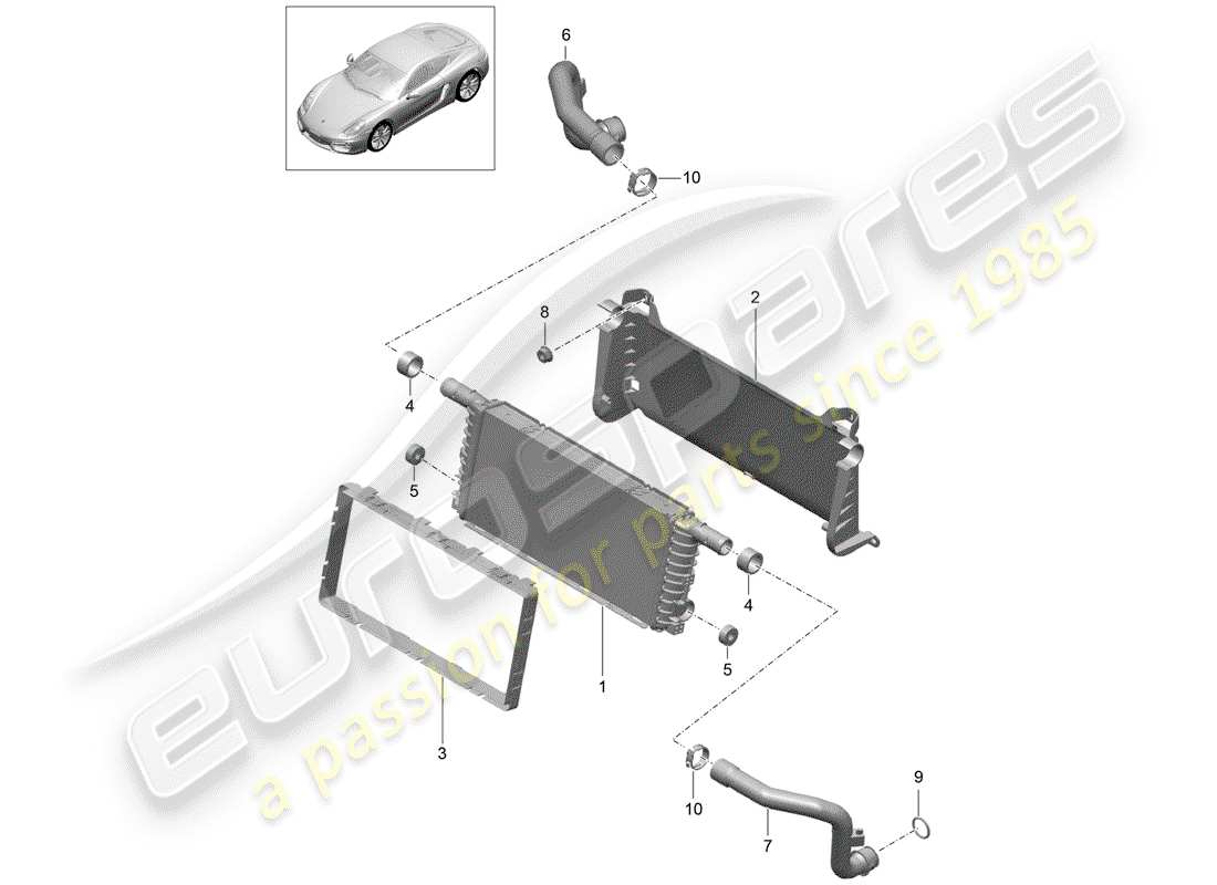 porsche cayman 981 (2014) radiator parts diagram