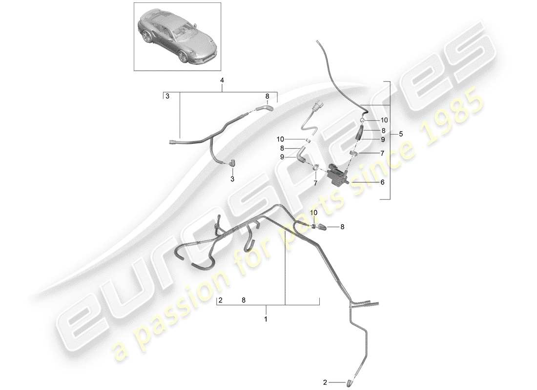 porsche 991 t/gt2rs vacuum system part diagram