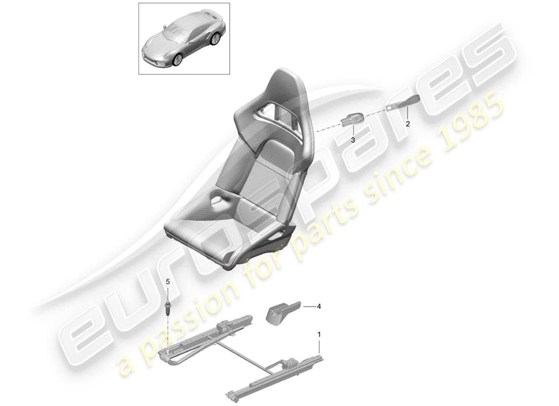 porsche 991 turbo (2019) seat parts diagram