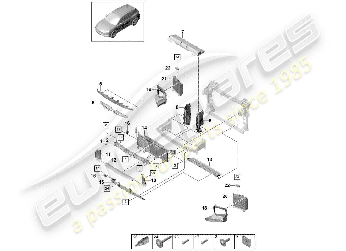 porsche cayenne e3 (2019) air duct part diagram