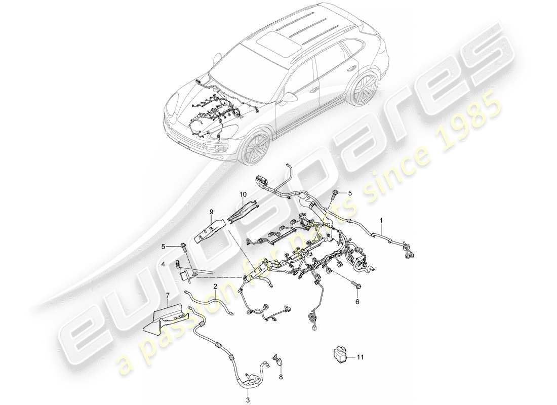 porsche cayenne e2 (2013) wiring harnesses part diagram