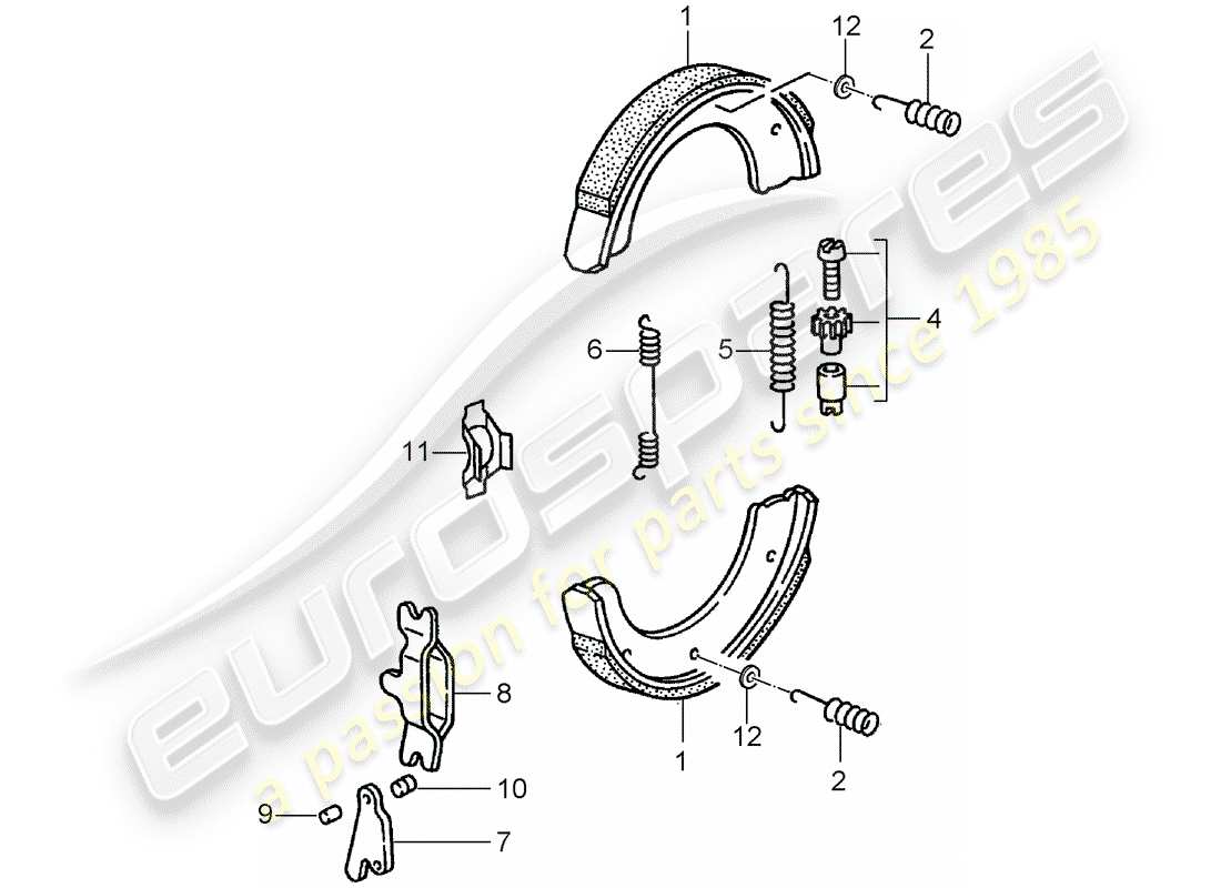 porsche 993 (1996) handbrake part diagram