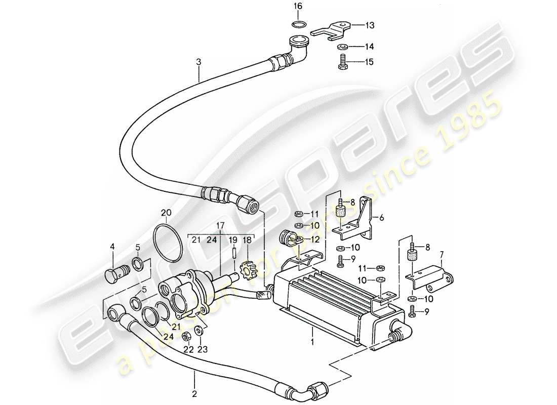 porsche 959 (1987) gear oil cooler - oil pump part diagram