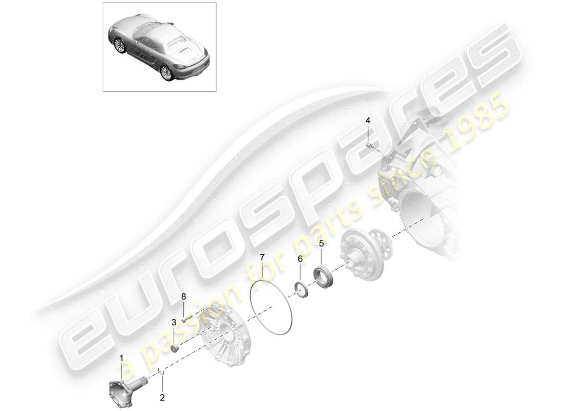 porsche boxster 981 (2013) manual gearbox parts diagram