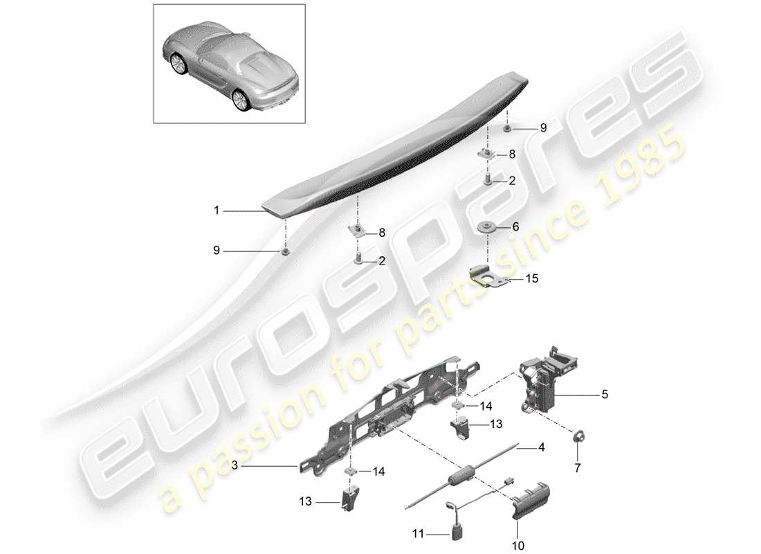 porsche 2016 rear spoiler parts diagram