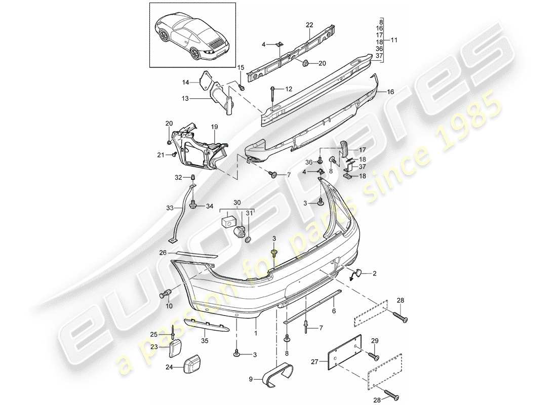 porsche 997 gen. 2 (2012) bumper parts diagram