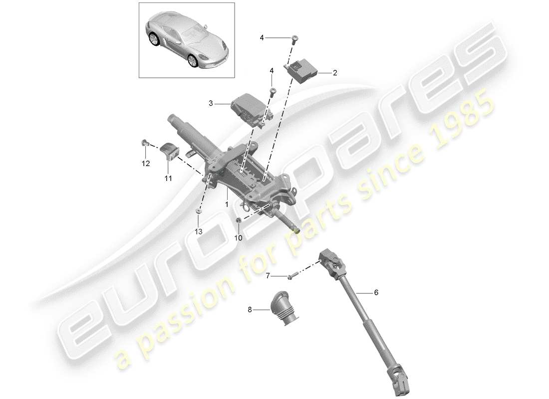 porsche 718 cayman (2018) steering column parts diagram