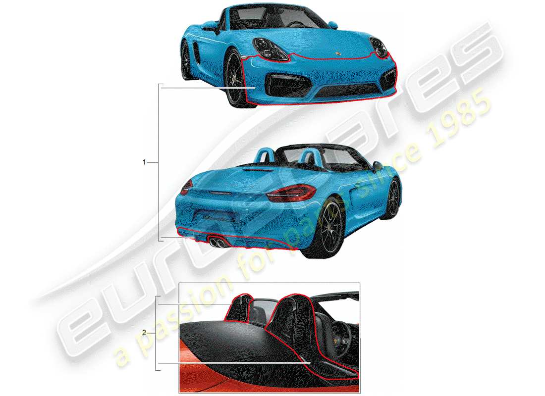 porsche tequipment 98x/99x (2016) sport design package part diagram