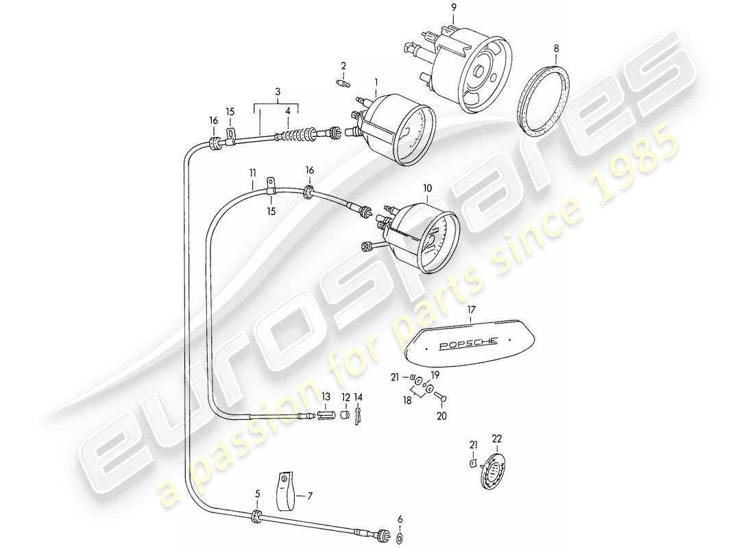 porsche 356/356a (1958) instruments parts diagram