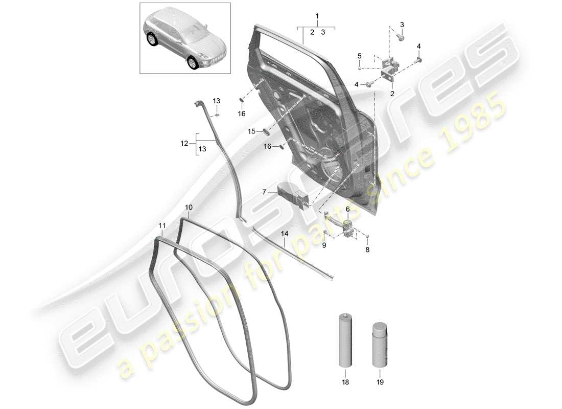 porsche macan (2015) door shell parts diagram