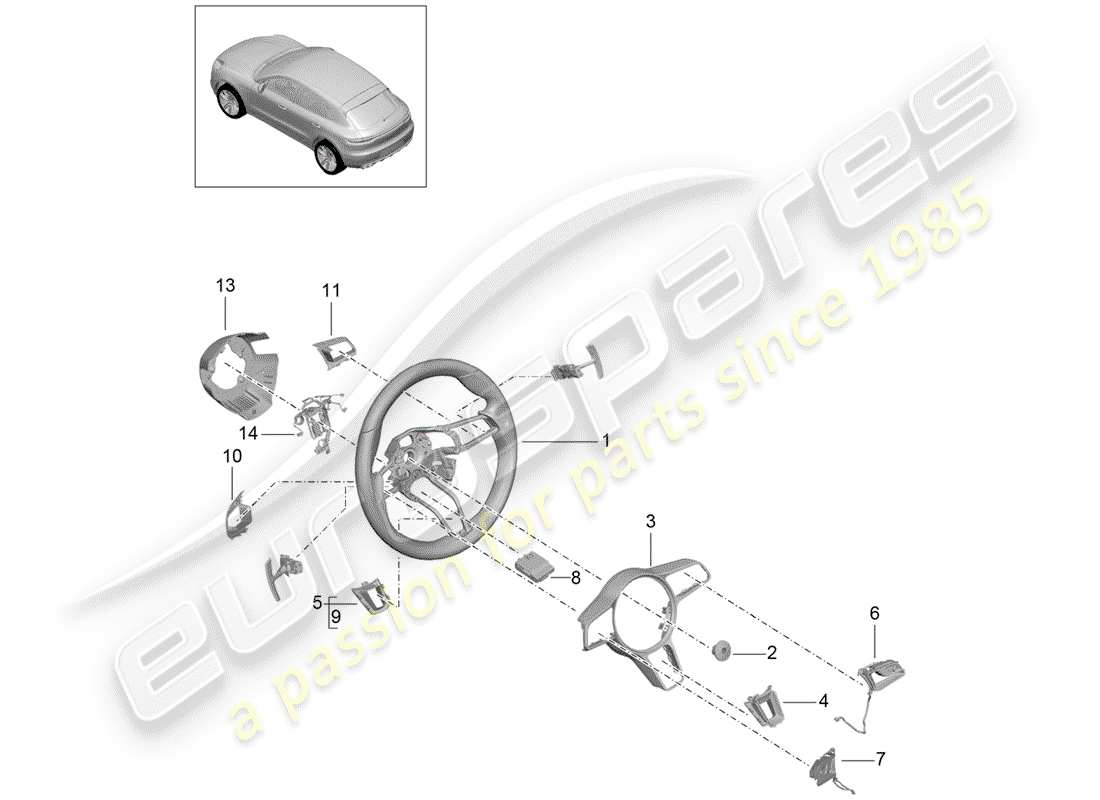 porsche macan (2020) steering wheel part diagram