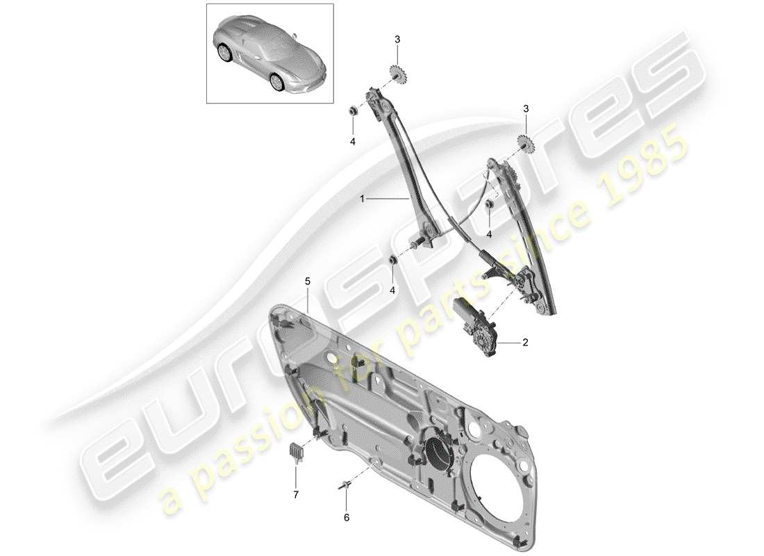 porsche 2016 window regulator parts diagram