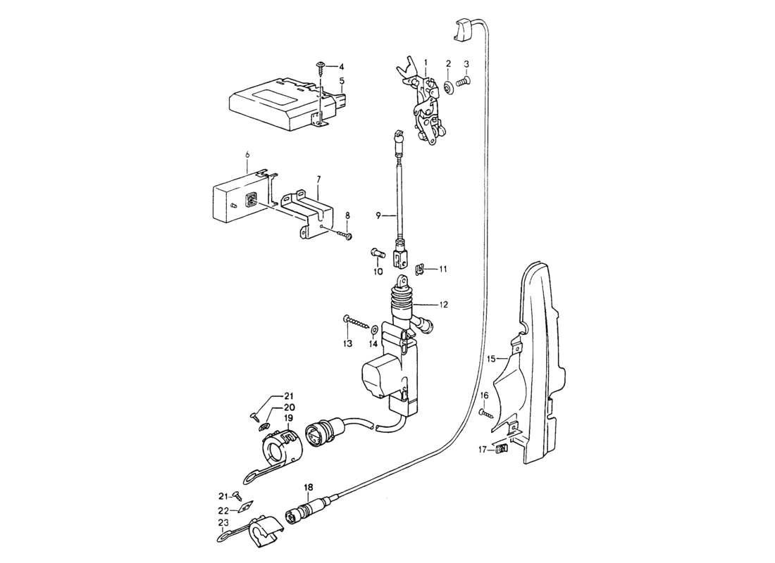 porsche 964 (1994) central locking system part diagram