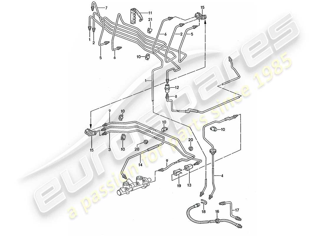 porsche 968 (1994) brake lines part diagram