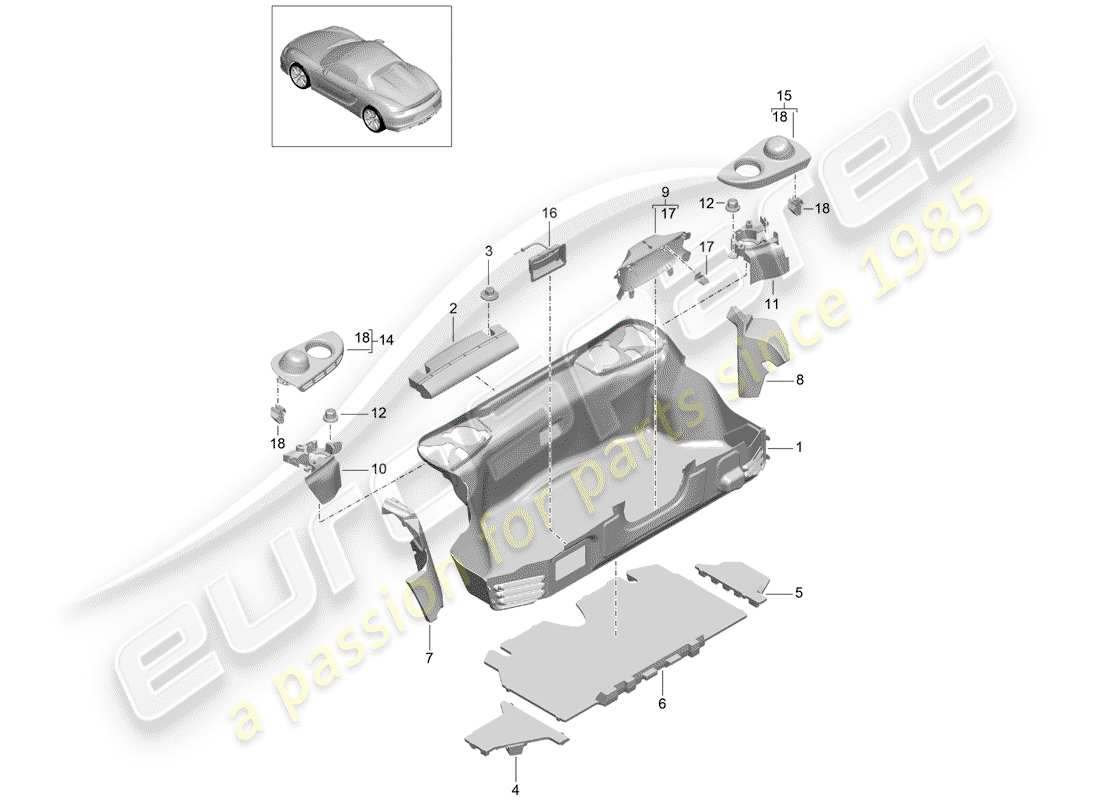 porsche 2016 luggage compartment part diagram