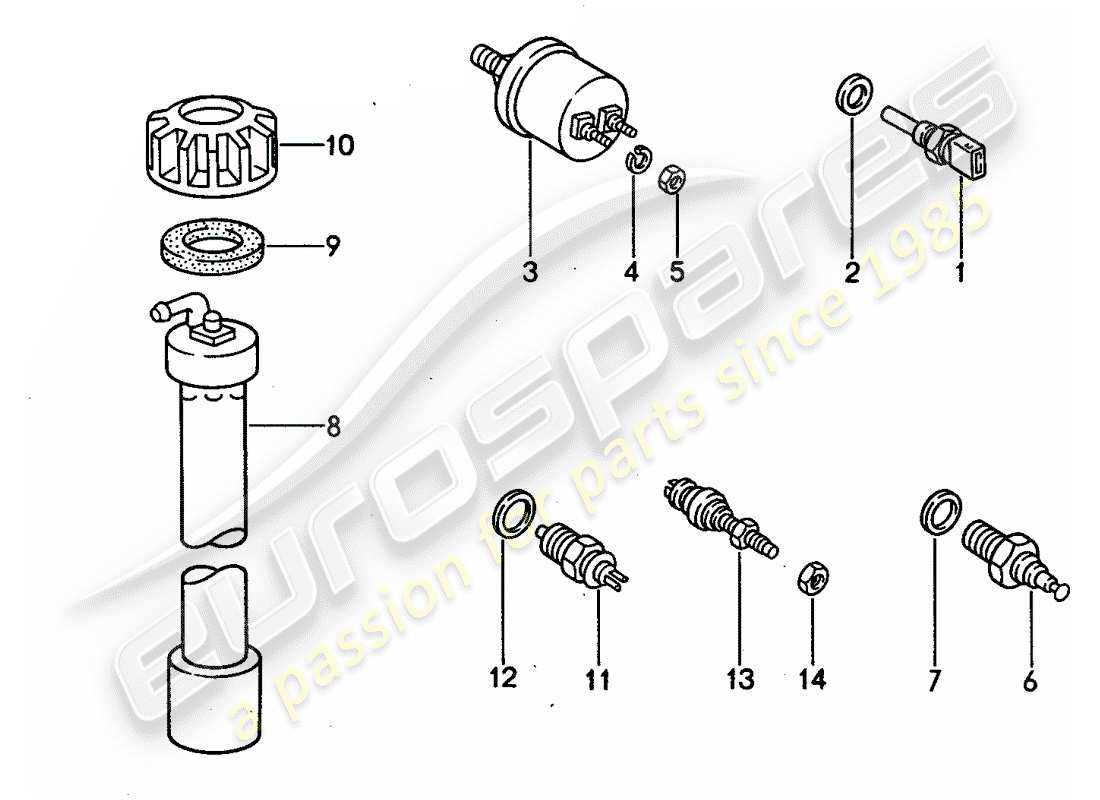 porsche 968 (1994) switch - and - sensor part diagram