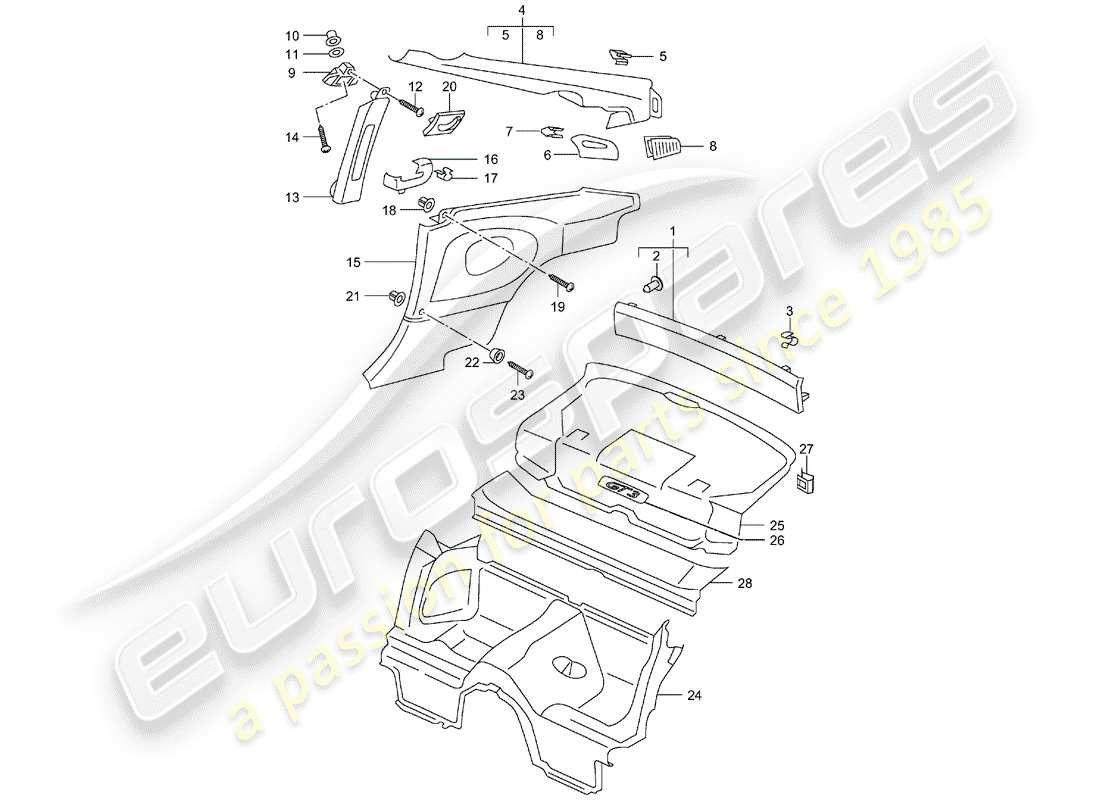 porsche 996 gt3 (2002) trims part diagram