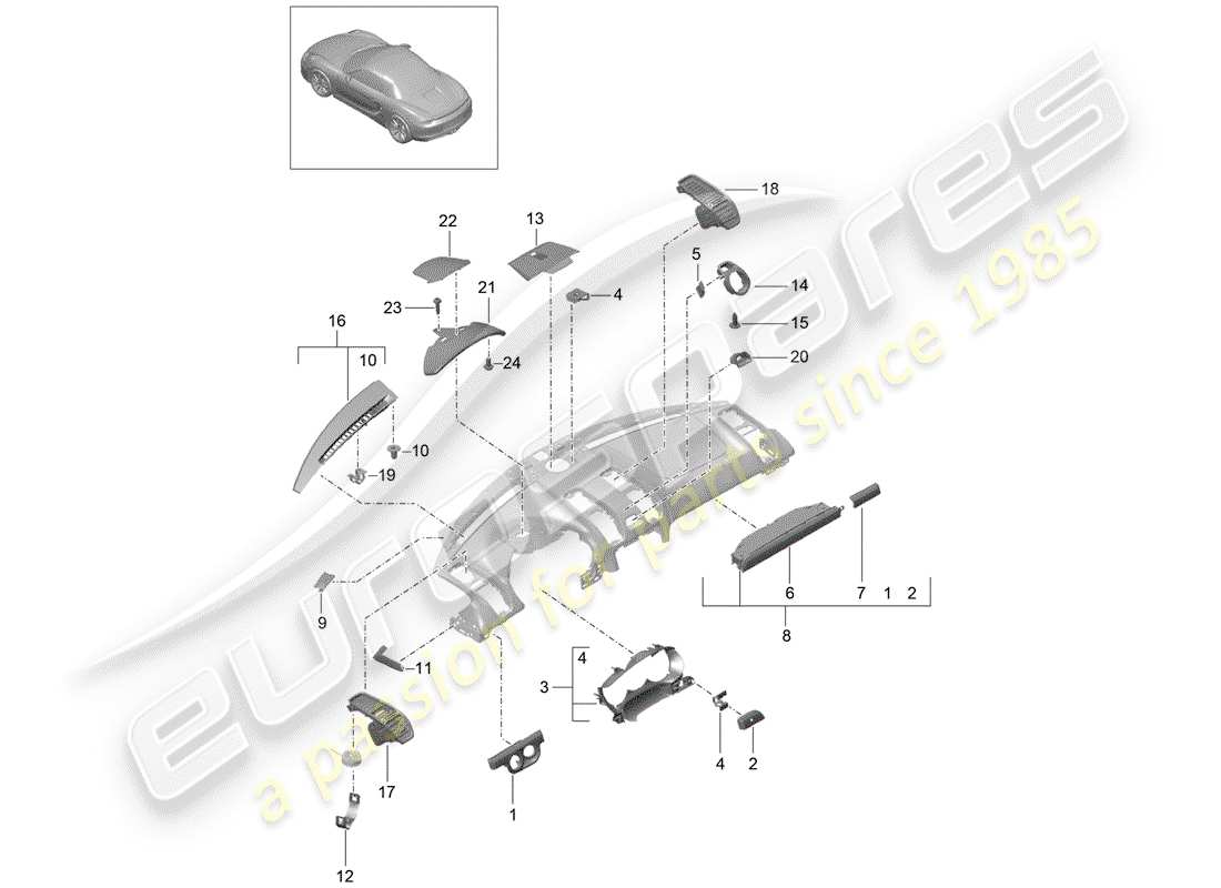 porsche boxster 981 (2013) accessories parts diagram