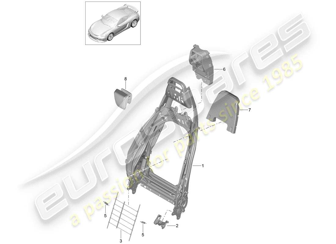 porsche 2016 backrest frame part diagram