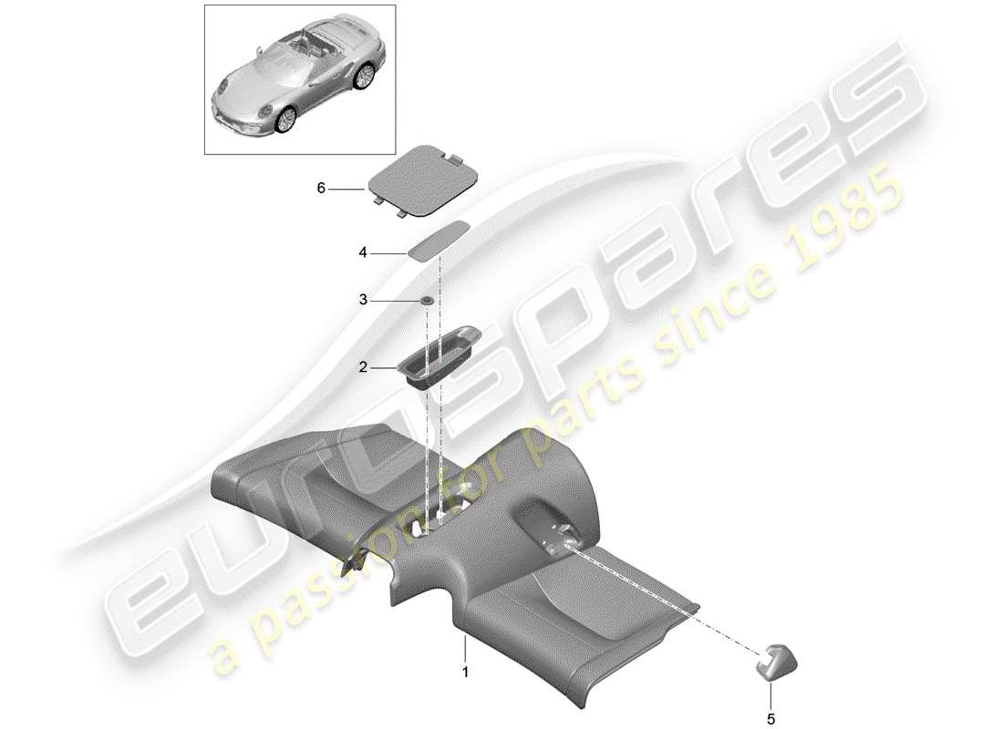 porsche 991 turbo (2019) back seat cushion part diagram