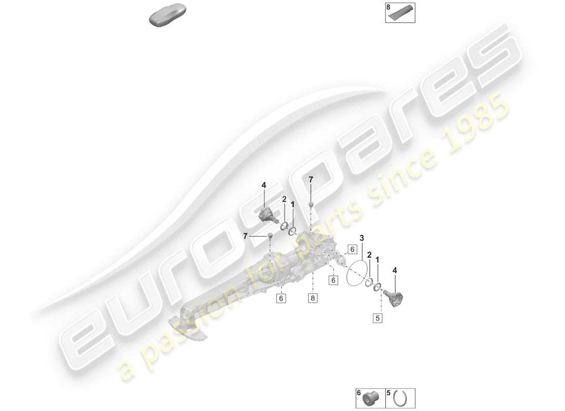 porsche 992 (2020) front axle differential part diagram