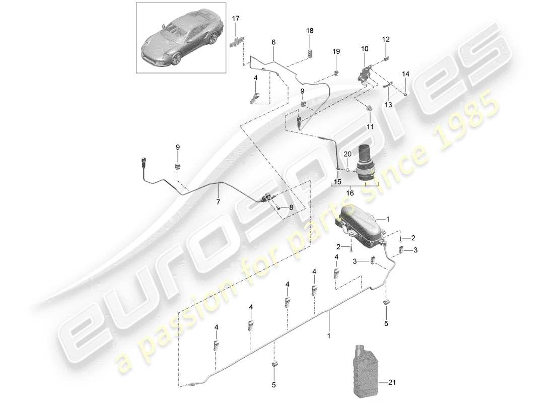 porsche 991 turbo (2019) self levelling system part diagram