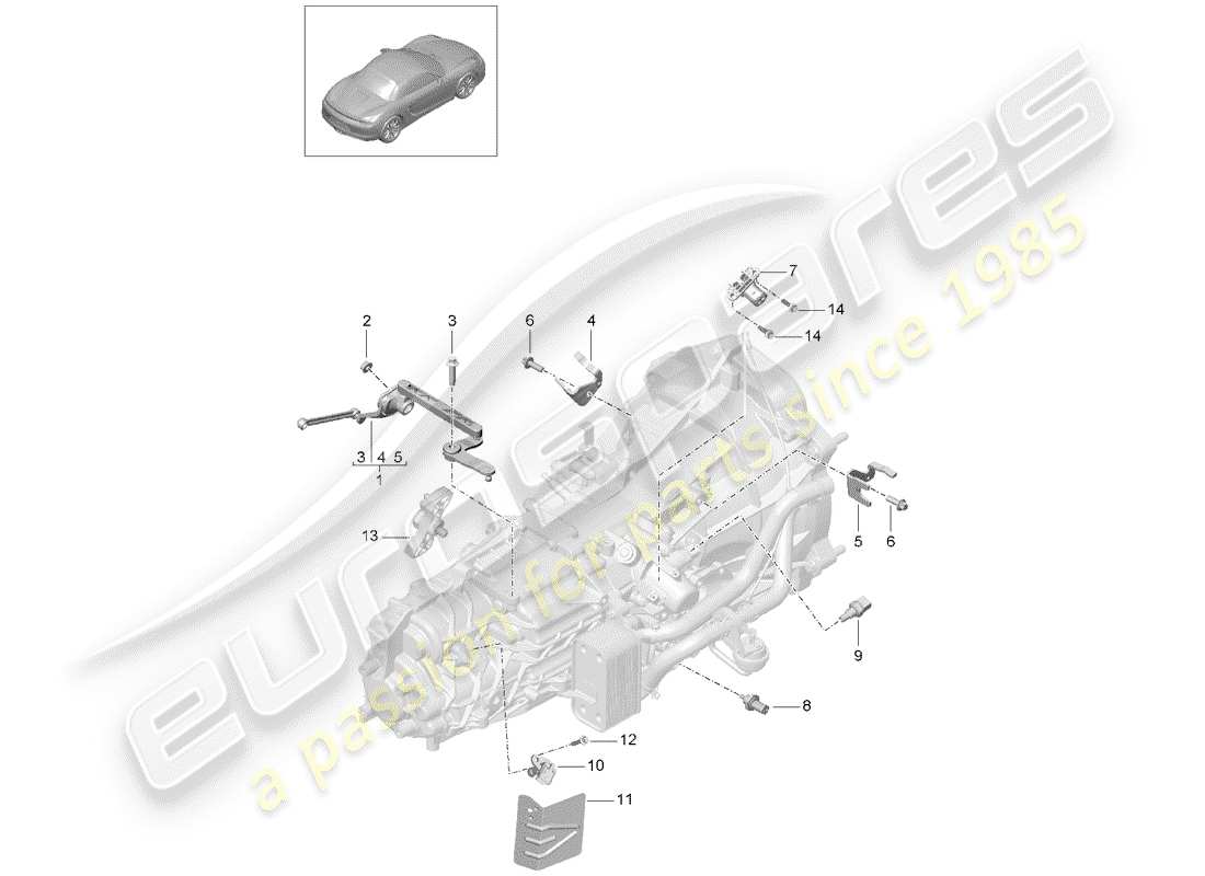 porsche boxster 981 (2015) manual gearbox parts diagram