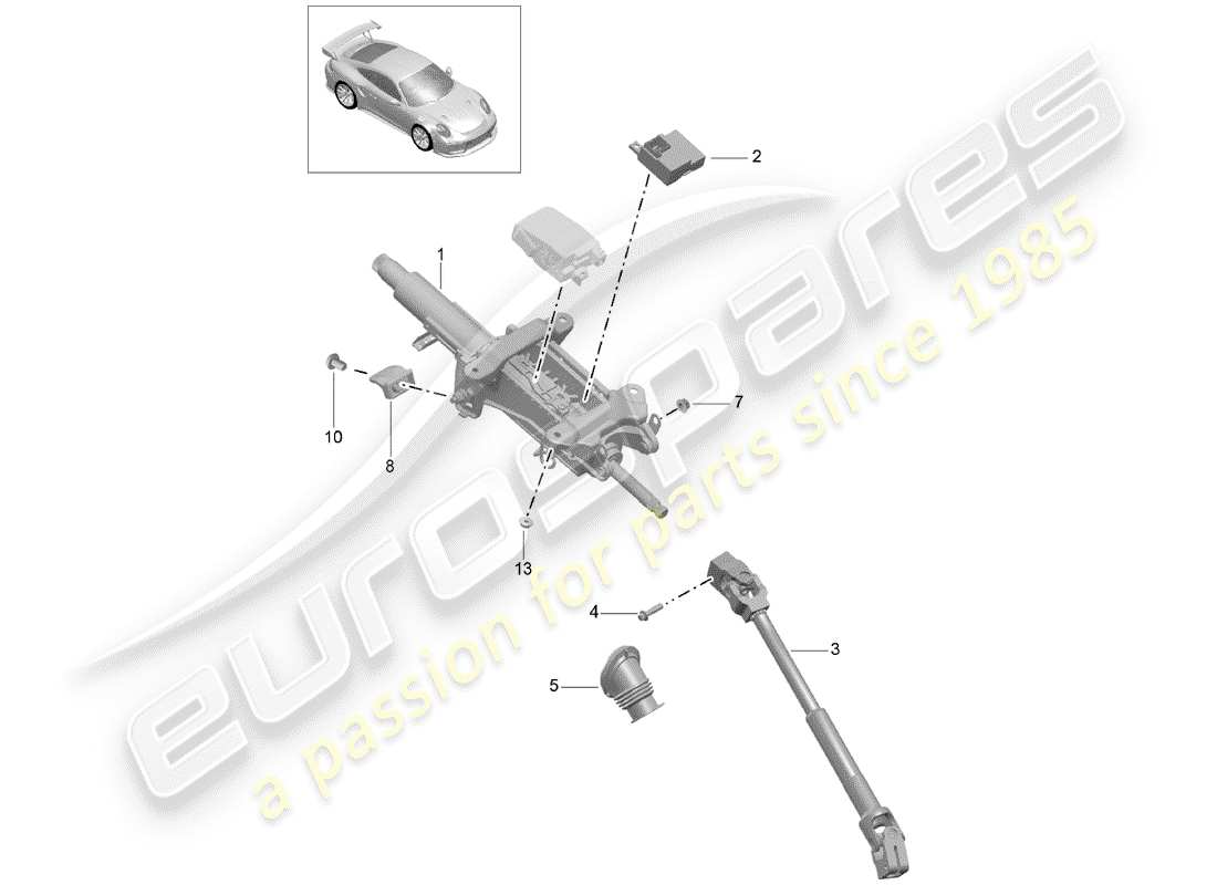 porsche 991 turbo (2020) steering column parts diagram