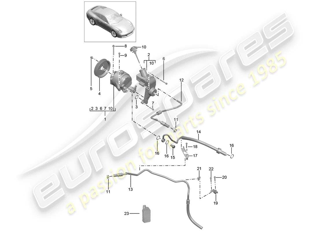 porsche 991 gen. 2 (2020) hydraulic line part diagram