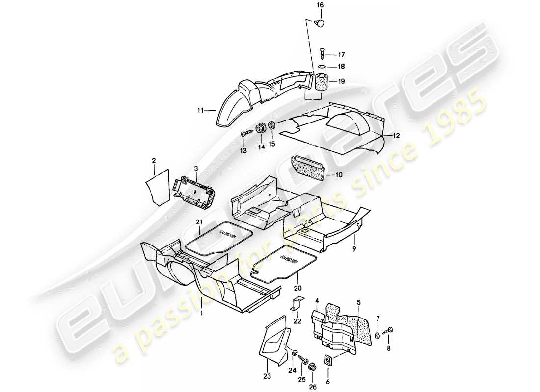 porsche 924 (1980) trims part diagram