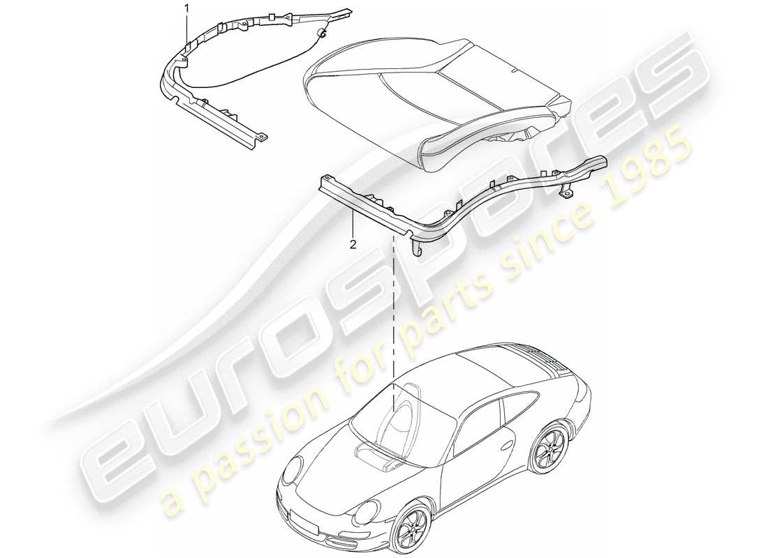 porsche 997 (2005) cushion carrier part diagram