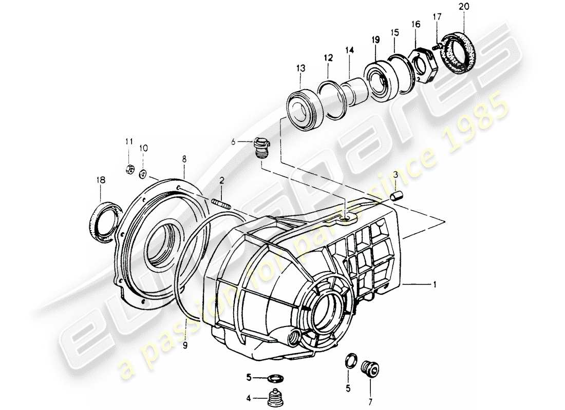 porsche 964 (1990) front axle differential part diagram