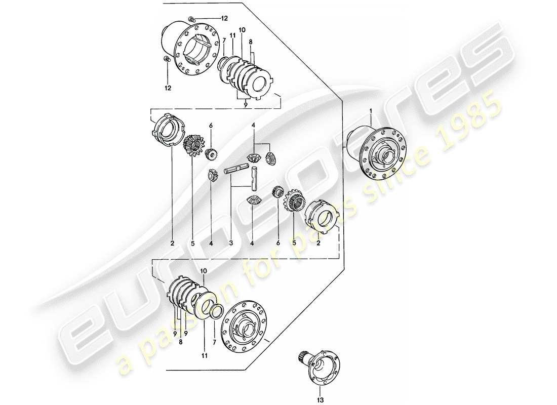 porsche 924 (1976) limited slip differential - 5-speed parts diagram