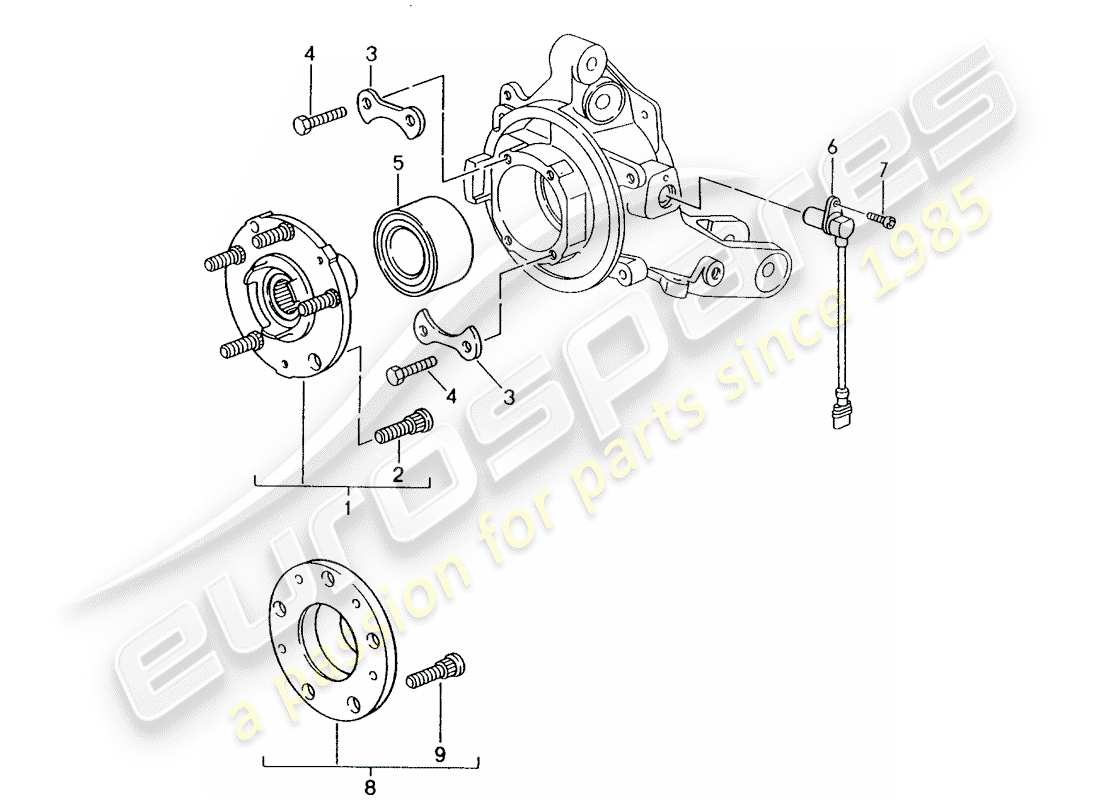 porsche 993 (1997) wheel hub part diagram