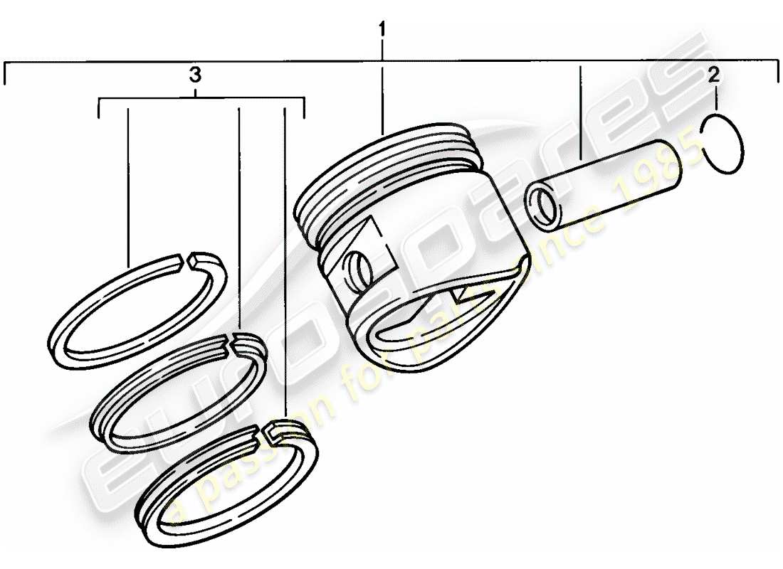 porsche 924s (1987) piston - piston ring part diagram