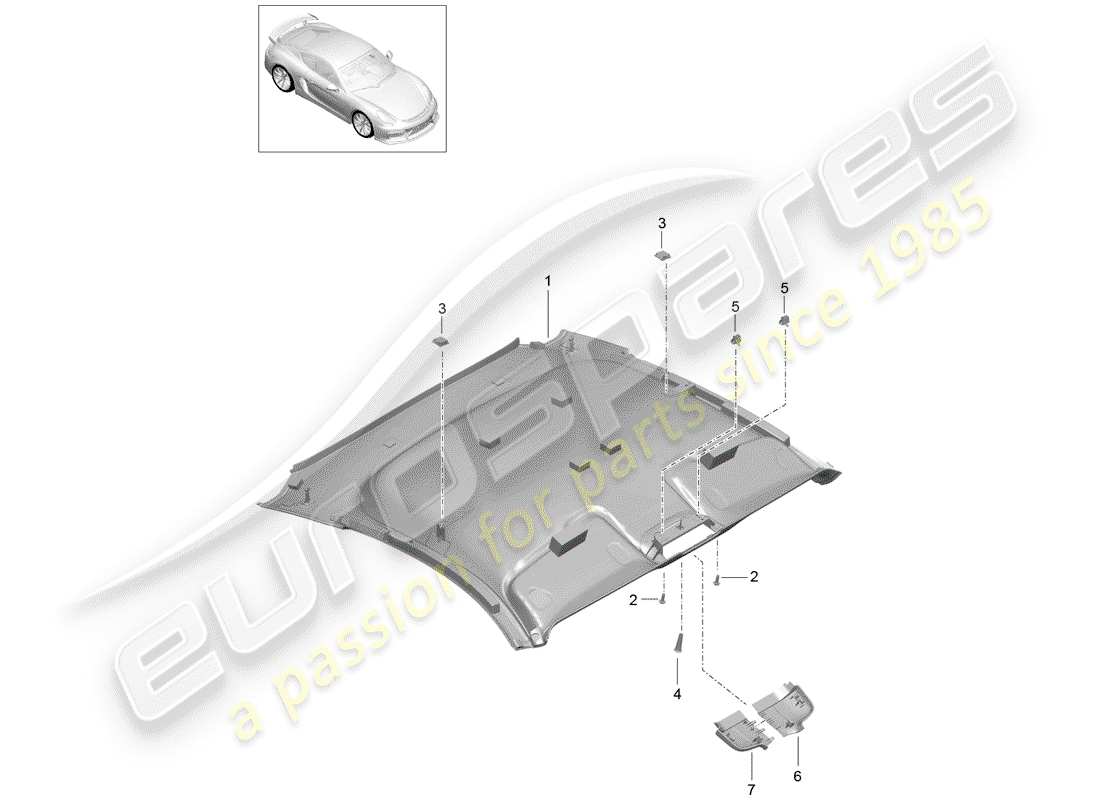 porsche 2016 roof trim panel part diagram