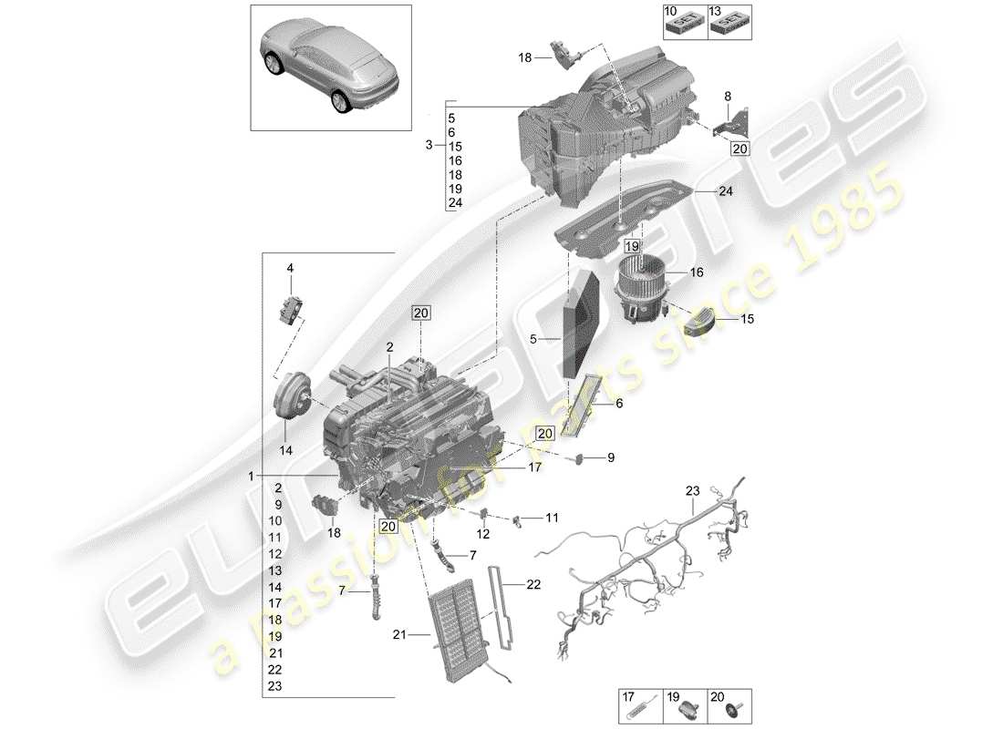 porsche macan (2019) air conditioner parts diagram