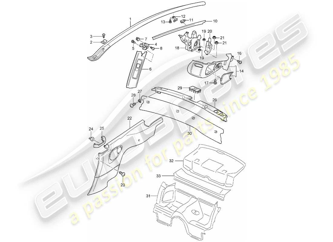 porsche 996 (2004) trims - d - mj 2002>> parts diagram