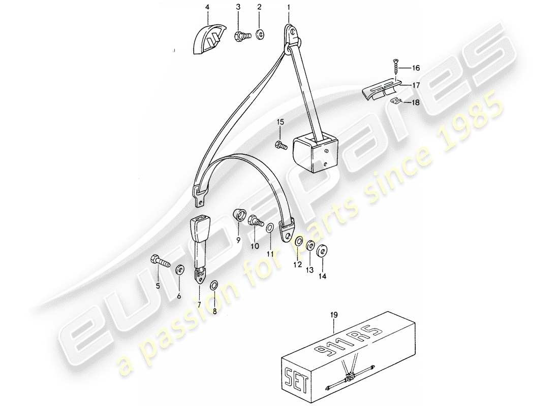 porsche 993 (1997) seat belt part diagram